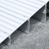 HOMCOM 5'' Wheelchair Ramp Aluminum Threshold Mobility with Adjustable Height for Scooter Power Chair 700lbs Silver(m-9)
