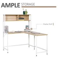 HOMCOM Computer Desk w/ Bookshelf L-Shaped Wood Corner Table Desk Workstation Gaming PC Gaming Laptop Desk Home Office Study Small Space(m-4)