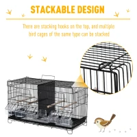 PawHut 17.75"x9"x10.5" Bird Cage 4 Doors 6 Food Boxes 4 Perch Pole Metal PP Pine(m-7)
