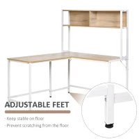 HOMCOM Computer Desk w/ Bookshelf L-Shaped Wood Corner Table Desk Workstation Gaming PC Gaming Laptop Desk Home Office Study Small Space(m-6)