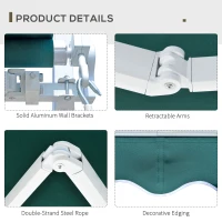 Outsunny 2.5x2m Retractable Manual Awning Window Door Sun Shade Canopy Patio Shelter Aluminum Frame Dark Green(m-7)