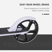 HOMCOM Kids Scooter for Ages of 3-8 Years Adjustable Height Teens Ride On Toy for Kids Boys Girls Foldable Design Rear Breaking White(m-5)
