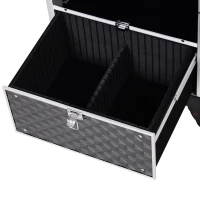 HOMCOM Large Professional MUA Vertical Rolling Full Makeup Travel Train Case - Black(m-9)