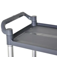 HOMCOM 3-Tier Metal Clean Cart Large Rolling Storage Trolley with 3 Shelves Utility Service Cart, Restaurant, Hotel, Livingroom, Silver and Grey(m-7)