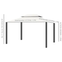 OUTSUNNY 10x13ft Aluminum Frame Gazebo Canopy Double Tier Garden Shelter with Netting and Curtains(m-3)