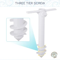 Outsunny Beach Umbrella Sand Anchor Stand Holder with 3-Tier Screw, One Size Fits All, White(m-4)