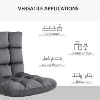 HOMCOM Adjustable Lazy Floor Sofa Chair Lounge Seat Gaming Couch Bed for Living Room, Home Office, Balcony, Dark Grey(m-7)