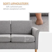 HOMCOM Double Seat Sofa 2 Seater Compact Loveseat Couch Linen Upholstery Armrest Living Room Furniture(m-7)