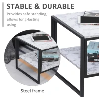 HOMCOM Minimalist Particle Board Coffee Table, Modern Marble Texture End/Side Table with Extra Storage Shelf, for Living Room Bedroom Dorm(m-5)