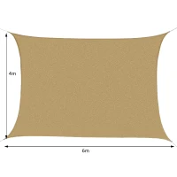 Outsunny Sun Shade Sail Rectangle 4x6m Canopy for Outdoor Patio Lawn Deck Garden Pergola UV Block High Density PE Fabric D-Ring Included Sand(m-3)
