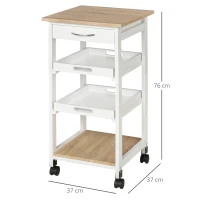 HOMCOM Kitchen Island Rolling Trolley Utility Serving Cart with Drawer and wheels, for Living Room and Dining Room, White(m-3)