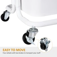 HOMCOM 3-Tier Metal Rolling Utility Cart Mobile Storage Trolly Basket Organizer Kitchen White(m-4)