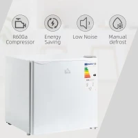 HOMCOM Mini Congelator 35L cu Raft Detasabil si Usa Reversibila, 47x44.2x48.8cm, Alb(m-6)