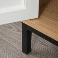 Vinsetto File Cabinet Metal and Wood Under Desk Lateral Filing Cabinet with Shelf Adjustable for Home & Office White and Natural Wood(m-5)