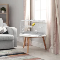 PawHut Bird Cage Bird House with Removable Tray Standing Perch Food Containers for Cockatoo Parrot Canary White(m-2)