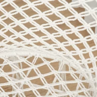 Outsunny Moon Saucer Chair for Adults & Kids Folding Design Bohemian Style with Hand-woven Cotton Tassal for Bedroom Livingroom Garden Max 150kg White(m-9)