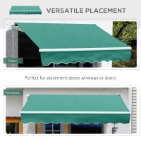 Outsunny 13'X8' Manual Retractable Patio  Awning Window Door Sun Shade - Green(m-7)