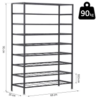 HOMCOM 54 Bottles Wine Rack 9-Tier Metal Holder Stand Display Organizer Storage Shelf Black(m-3)