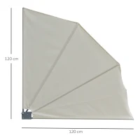 Outsunny Fan Shape Collapsible Balcony Side Awning Wall Mount Sunshade Folding Privacy Fence Patio Sun Wind Shield Garden Outdoor, Cream White(m-3)