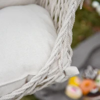 Outsunny Hammock Chair Hanging Rope Swing w/ Cushions Quality Cotton Weave for Superior Comfort, Durability Indoor or Outdoor Spaces(m-9)