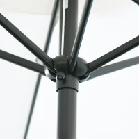 Outsunny Φ2.3m Patio Sun Umbrella Outdoor Market Table Parasol w/ Adjustable Angle 6 Ribs for Garden Backyard Pool Cream White(m-4)