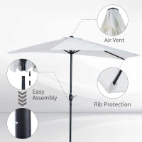 Outsunny 3(m) Round Parasol 8 Steel Ribs Construction Garden Outdoor Umbrella w Zink Alloy Crank & Tilt Function Cream(m-6)