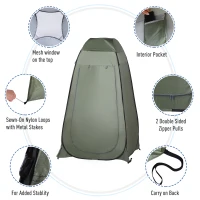 OUTSUNNY Pop Up Camping Shower Tent Portable Dressing Changing Room Green(m-5)