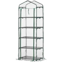 Outsunny 5 Tier Greenhouse Outdoor Flower Stand PVC Cover Portable Shed Metal Frame Transparent 69 x 49 x 193cm(m-1)