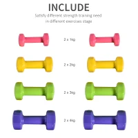 HOMCOM Bright Colors Dumbbell Set Weights Fitness Dumbbells for Man and Women Home Gym, Workout, Up Body Training(m-5)
