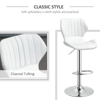 Bar Stool Set of 2 PU Leather Adjustable Height Swivel Chairs Footrest(m-4)