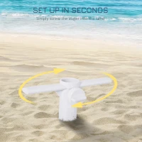 Outsunny Beach Umbrella Sand Anchor Stand Holder with 3-Tier Screw, One Size Fits All, White(m-6)