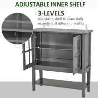 HOMCOM Modern Kitchen Solid Storage Sideboard Cabinet w/Glass Door– Dark Gray(m-7)