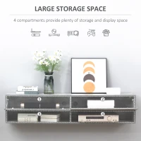 HOMCOM Floating 60'' TV Stand Wall Mounted Media Console Table Cabinet with 4 Storage Shelves Cable Management System Grey(m-4)