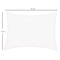 Outsunny Sun Shade Sail Rectangle 4x6m Canopy for Outdoor Patio Lawn Deck Garden Pergola UV Block High Density PE Fabric D-Ring Included Cream White(m-3)
