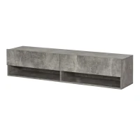 HOMCOM Floating 60'' TV Stand Wall Mounted Media Console Table Cabinet with 4 Storage Shelves Cable Management System Grey(m-1)