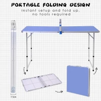 OUTSUNNY Table-Tennis Table W/ Bat, Ball Aluminum Portable Adjust Height 54/62/70(m-4)