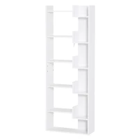 HOMCOM 6-Tier MDF Modern Bookshelf Floor Standing Home Office Storage Furniture Shelving White(m-1)