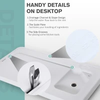 Outsunny Outdoor Folding Table with Sink and Faucet Organized Fishing Table for BBQ Camping Picnic Garden 114.5x59x94.5cm/45"x23.25"x37.25" White(m-5)