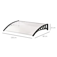 OUTSUNNY 0.9 x 1.5 m Window Awning Door Canopy Modern Polycarbonate Cover Outdoor Rain Snow Sunlight Protection Hollow Sheet(m-3)