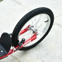 HOMCOM Youth Kids Kick Scooter Adjustable Handlebar Teens Ride On Toy For 5+ w/ Front and Rear Dual Brakes Inflatable Wheels-Red(m-8)