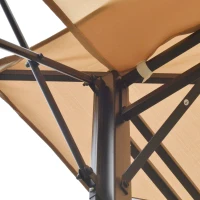 OUTSUNNY 3 x 3m Retractable Metal Gazebo Canopy Party Tent Patio Shelter Outdoor with 2 Tier Roof, Light Brown(m-4)