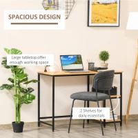 HOMCOM Computer Table with 2-Tier Shelves Home Office Workstation Desk Adjustable Feet, Beech Wood Color(m-4)
