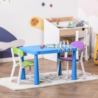 HOMCOM Kids Table and Chairs Set 3 Pieces Toddler Furniture Multi-usage Easy Assembly Cartoon Pattern Ideal for Arts & Crafts Snack Time Homeschooling Homework(m-2)