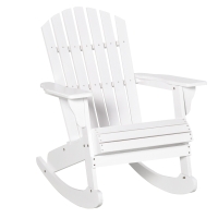 Outsunny Adirondack Rocking Chair with Slatted Design and Oversize Back, Lounger for Porch, Poolside, Garden,White