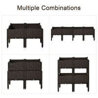 Outsunny 4-piece PP Raised Flower Bed Stackable Vegetable Herb Free Combination Grow Box with Drainage Holes(m-6)