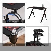 HOMCOM Gaming Desk Computer Table, Game Handle Holder Cup Holder Headset Hook, Spider Leg(m-5)