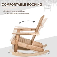 OUTSUNNY Adirondack Rocking Chair with Slatted Design and Oversize Back, Lounger for Porch, Poolside, Garden,Teak(m-4)