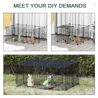 PawHut Pet Playpen DIY Small Animal Cage Metal Fence with Door, 22 Pieces, for Bunny Chinchilla Hedgehog Guinea Pig(m-4)