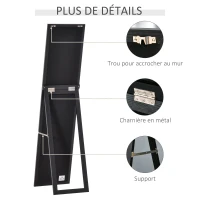 HOMCOM Full Length Mirror Floor Standing or Wall-Mounted, Rectangle Dressing Mirror for Bedroom, Living Room, Black(m-8)