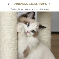 PawHut 152cm Plush Cat Tree Tower Climbing Frame Activity Center with Sisal Scratching Posts Hammock Perch Condo Dangle Toy Beige(m-6)